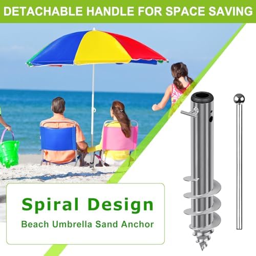 Dolibest Heavy-Duty Steel Beach Umbrella Sand Anchor Fits 1-1.9" Poles-2PCS - Image 6