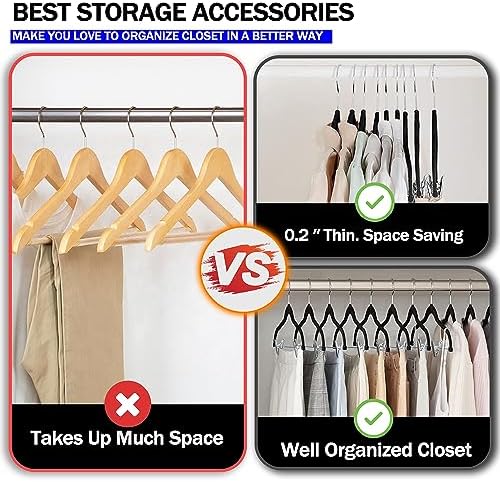 GVTECH Velvet Hangers with Clips, [24 Pack] Metal Clip Hangers for Pants - Notched Velvet Skirt Hangers for Pants, Skirts, Suit, Dresses & Shirts 360° Swivel Hook - Non Slip Felt Hangers (Black) - Image 5