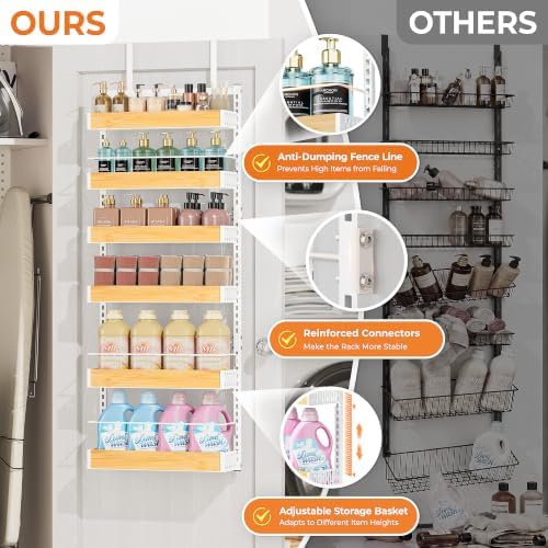6 Tier Pantry Door Organizer Storage Spice Rack Adjustable Basket 57.09"H - Image 7