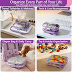 YQBRAO Clear Hard Shell Zipper Cases, 6 Multi-Size Organizers, Purple - Image 3