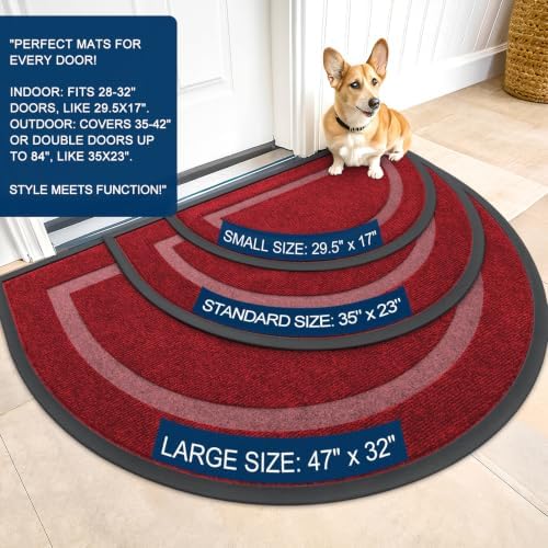 OLANLY Half Circle Front Door Mat Outside 35x23 All-Season Rubber Doormat - Image 2