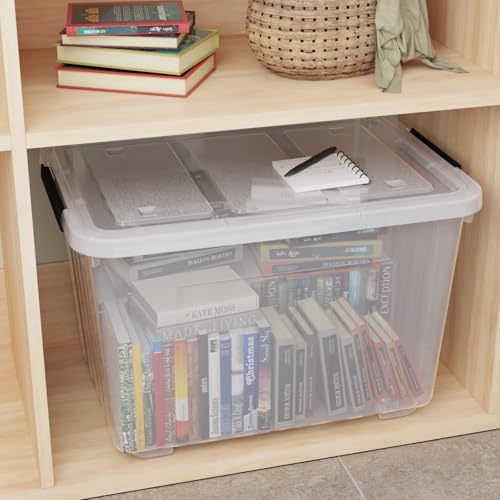 70 Quart Large Clear Plastic Storage Tote Bin with Wheels, 4-Pack - Image 6