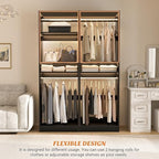 Unikito 25" Closet Organizer System with Hanging Rods and Shelves, Black - Image 2
