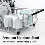 Expandable Dish Drying Rack in Sink,Stainless Steel Over The Sink Dish Drainer Drying Rack for Kitchen Counter,with Utensil Holder,Silver - Image 6