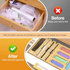 Storage Bag Organizer for Kitchen Drawer, 9 in 1 Foil and Plastic Wrap Dispenser with Cutter, Bamboo Plastic Baggie Organizer for Gallon, Quart, Sandwich, Snack & 12"" Rolls, Orange - Image 3