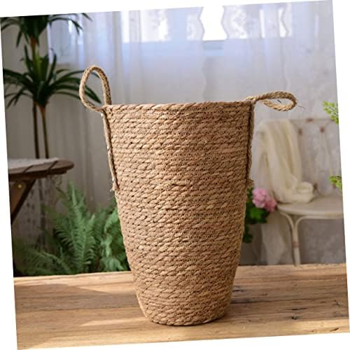 Large Seagrass Woven Basket for Plant Display Tall Pot Handle Multi-Purpose Desktop Planter for Home Decor - Image 5