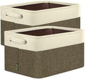 BALEINE 2 Pack Fabric Closet Storage Bins for Shelves, Linen Closet Organizers and Storage, Decorative Baskets for Organizing, Shelf, Clothes, Home, Office (Brown, 17''x13''x10.5'') by BALEINE