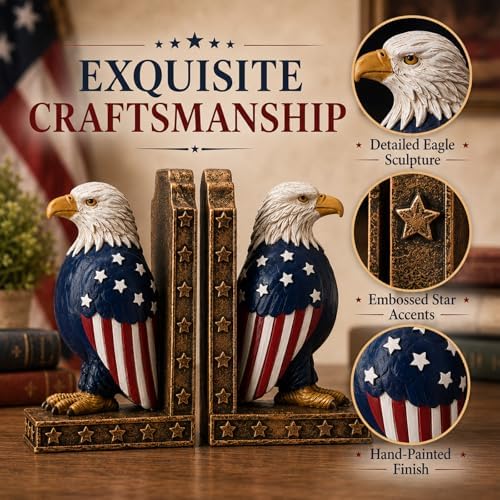 Eagle Decorative Bookend for Shelves - 1 Pairs Heavy Book Ends - Image 4