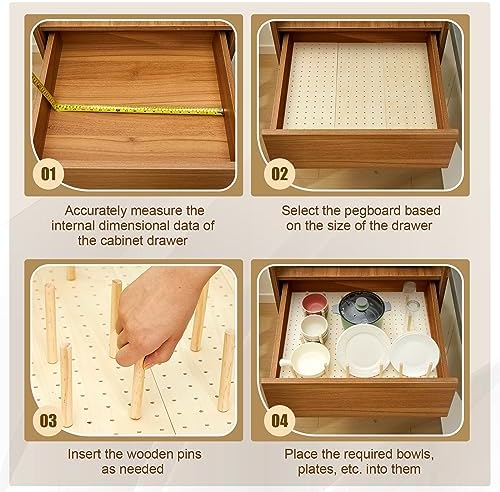 Kigley 12 Pcs Wooden Pegboard Drawer Organizer(21 Inch,Wood Color) - Image 4