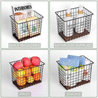 Wall Hanging Baskets, 3 Wooden Wire Bins with Hooks & Adhesive Mount(Large) - Image 6