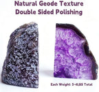 Geode Bookends 3-4 lbs Decorative Heavy Crystal Stone Book Ends for Shelves Dyed Purple 1 Pair - Image 2