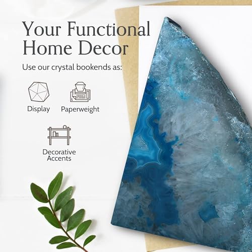 Nature's Decorations Teal Agate Bookends - A-Quality Large Heavy Duty Geode, Turquoise & Aqua Visual Accent Decor, Crystal Gift, 1 Pair (4-6 lbs) - Image 5