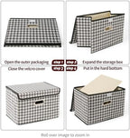 STOREONE Fabric Storage Cube Bins Foldable Organizer Container Collapsible Basket with Lids and Metal Handles, for Home, Bedroom, Closet 6 Pcs (Houndstooth) - Image 6
