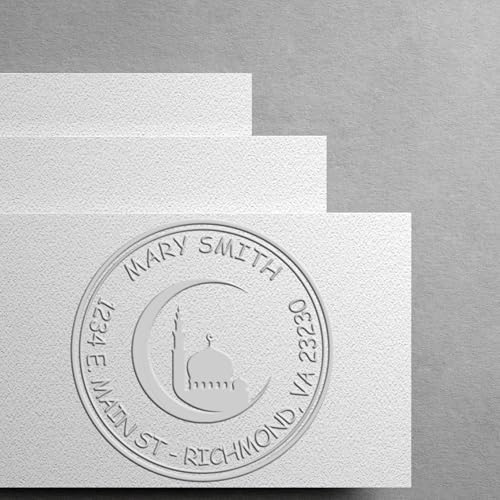 Customized Home Address Embosser - Personalized Return Address Seal, 1-5/8 Round Soft Seal Embosser for Islamic School Teachers, Ideal for Elegant Stationery and Invitations, Personalized Seal - Image 4