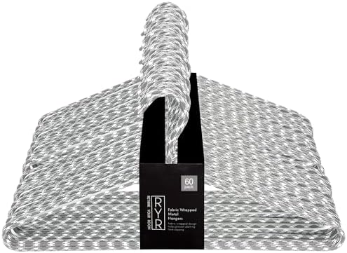 Clothes Hangers 60 Pack – Space Saving Fabric & Metal Hangers, Non-Slip Pant & Coat Hangers, Room Essentials, Closet, Durable Wardrobe Storage for Shirts, Suits & Pants – Grey/White - Image 7
