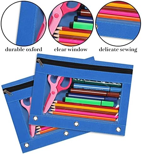 YoeeJob Binder Pouches for 3 Ring Binder, Pencil Pouch Pen Holder Case with Clear Window, Zipper Stationery Bag for School Class Office,24 Pack, Blue - Image 5