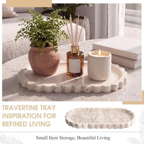 Hushee Travertine Vanity Tray with Scalloped Pattern Edge, 10"x5" - Image 6