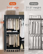 CASAMAYA Portable Closet, 81.5 Inch Extra Large Capacity Wardrobe Closet with Cover, Clothes Storage Organizer with Shelves and 5 Hanging Rods, Easy to Assembly, Black PCT136B01 - Image 3