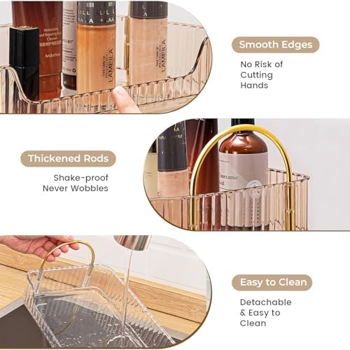 Aveniee Bathroom Counter Organizer, 2 Tier Perfume Skin Care Countertop Storage Shelf, Vanity Makeup Tray for Cosmetic Skincare Lotion, Gold - Image 2