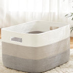 Artfeel Blanket Basket,Rectangle Woven Baskets for Storage,100L Laundry Basket for Decorative Nursery Blanket,Toys,Dirty Clothes and Magazine in Shelves,Baby Room,and Living Room by Artfeel