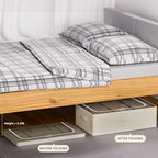CYhom 3Pcs Under Bed Storage Bins with Metal Frame - Shoe Organizer for Closet with Clear Cover Oxford Fabric Sturdy Underbed Container Foldable Stackable Clothes Organizer (Beige, 23.5x19.7x6.3) - Image 4