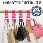 OnDisplay Premium Acrylic Purse Hanger Hook for Closet Rod – Wide Arch Handbag Organizer Protects Straps from Creasing – Heavy Duty Storage Hook for Hats, Belts, Backpacks & Scarves (Pink, 12) - Image 5
