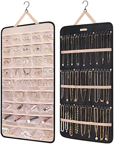 BAGSMART Hanging Jewelry Organizer Necklace/Earring/Ring 2-Sided XL Black by BAGSMART