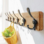 Dseap Coat Rack Wall Mounted - 24" Long 6 Tri Hooks, Heavy Duty Wooden Wall Coat Hanger Coat Hook for Clothes Hat Jacket Clothing, Weathered Yellow and Black - Image 2