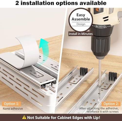 Pull Out Spice Rack Organizer for Cabinet, 2 Pack Widen Slide Out Spice Racks Organizer, Spice Cabinet Organizers, Cabinet Size Need:12'' Highx11'' Deepx6.75'' Wide,Hold 15 Spice Jar Each Tier-2Tier - Image 2