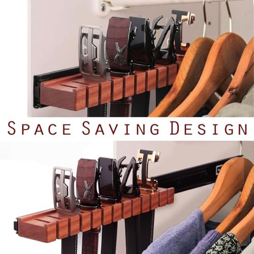 Walnut 12 Belts Organizer with Sliding System - Image 4