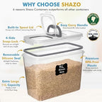 Shazo 2 PC (11L | 372 oz) Flour Sugar Storage Containers with Spout Lid & Easy Carry Handle - BPA Free Extra Large Airtight Food Storage Containers with Lids - Rice Canisters Sets for Kitchen & Pantry - Image 4