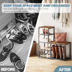 Shoe Rack Bench for Entryway,Free Standing Shoe Storage Organizer for Front Door Entrance,4-Tier Boot Rack Holder Shelf for Closet with Seat,Sturdy Shoe Shelves for High Heels(Brown) - Image 7