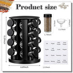 Yungyan Black Rotating Spice Rack with 16 Empty Jars and Labels - Image 3