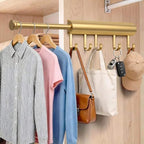 Valet Rod for Closet Pull Out 12 Inch with 5 Hooks - Gold 1 Pack by Pisman