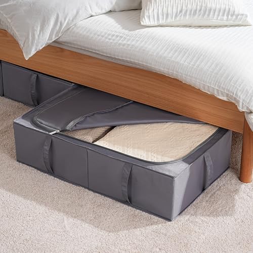 TYEERS Under Bed Storage Containers, Durable Fabric, Washable, Collapsible, Under Bed Storage Bins for Clothes, Blankets, Sheets, Shoes, 27.5x16.5x7 Inches, 6-Pack, Dark Grey - Image 4