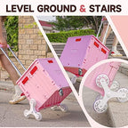 Nedcart Rolling Crate with Stair Climbing Wheels, Foldable Utility Cart with Detachable Lid & Telescoping Handle, Portable Rolling Cart Tote Basket for Teacher Upstairs Grocery Shopping - Image 2