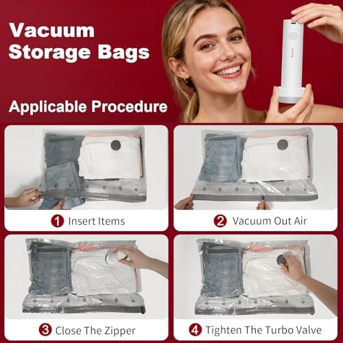 Vacuum Storage Bags with Portable Electric Pump,Space Saver Sealer Bags, Airtight Compression Bags for Clothes, Pillows, Comforters, Blankets, Bedding (15 Pack) - Image 4