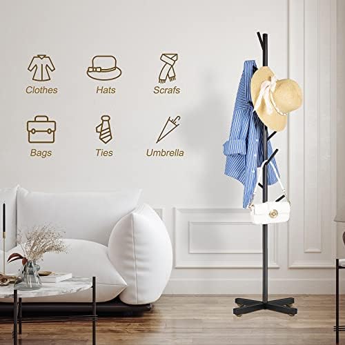 ZOZOE Coat Rack with 8 Hooks, Black Adjustable Coat Rack Stand - Image 5
