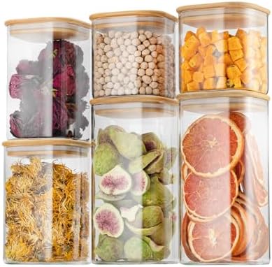 D2scrma 22oz/37oz/50oz Square Glass Storage Containers with Lids 6-Pack by Delicatedtoservicecustomer