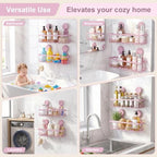JOTPE Pink Suction Cup Shower Caddy, 2 Pack Bathroom Organizer with Hooks - Image 2