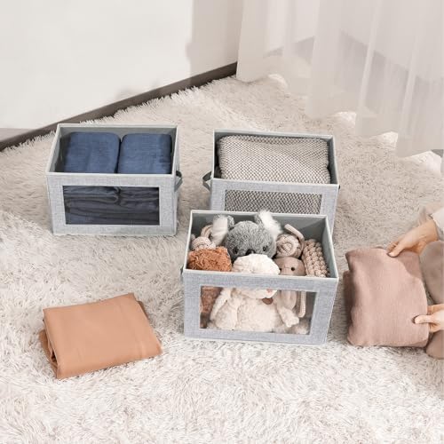 Homsorout Storage Baskets with Lids, 4 Pack Large Box Organizer with Window, Fabric Storage Cubes Bins for Closet, Collapsible Organizer Bins for Bedroom, Living Room, Dorm, Blended - Image 6