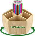 Bamboo Art Supply Organizer,Rotating Pencil Holder Back to School Supplies by Houtingmaan