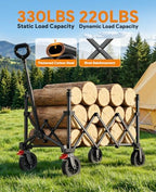 Collapsible Wagon Cart with Wheels, 330LBS for Grocery Shopping Camping - Image 4