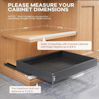 Seinloes 2 Pack Expandable Pull Out Cabinet Organizer 21"Deep With Raising Pad for Framed Cabinets,Upgrade 3 Slide Rails Slide Out Drawers,Roll Out Shelves Adhesive,Adjustable Width 15.15"-26.3" Black - Image 4
