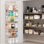 Over Door Organizer with 6 Extra Large Pockets 12 Side Pockets, Sturdy Closet Storage Rack, Hanging Storage Organizer with Clear Window for Shoes, Diaper, Bedroom, Bathroom, Beige, 4-Pack - Image 4