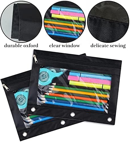 YoeeJob Pencil Pouch for 3 Ring Binder，Zipper Pencil Pouches Bulk，Pencil Case Pouch with Clear Window for Class, School, Office, 4 Colors-24 Packs - Image 4