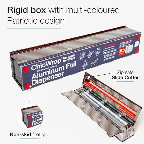 ChicWrap Patriotic Aluminum Foil Dispenser - Includes 12" x 30' Roll - Image 3