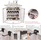 Ikee Design Wooden Countertop Storage Cabinet. Customizable Organizer with Adjustable Shelves, Glass Window Door and Removable Metal Hook. Perfect for Kitchen, Vanity, or Bathroom. Antique White - Image 5