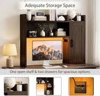 Desktop Bookshelf, Desk Hutch with RGB LED Lights & Power Outlets - Image 4