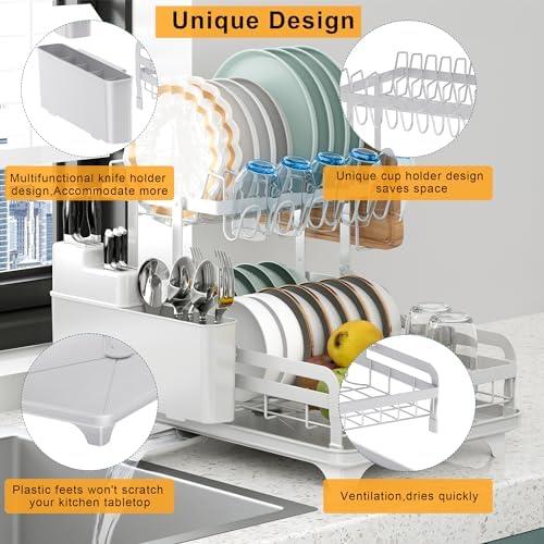 2 Tier Dish Drying Rack without Installation Metal for Kitchen Counter - Image 4